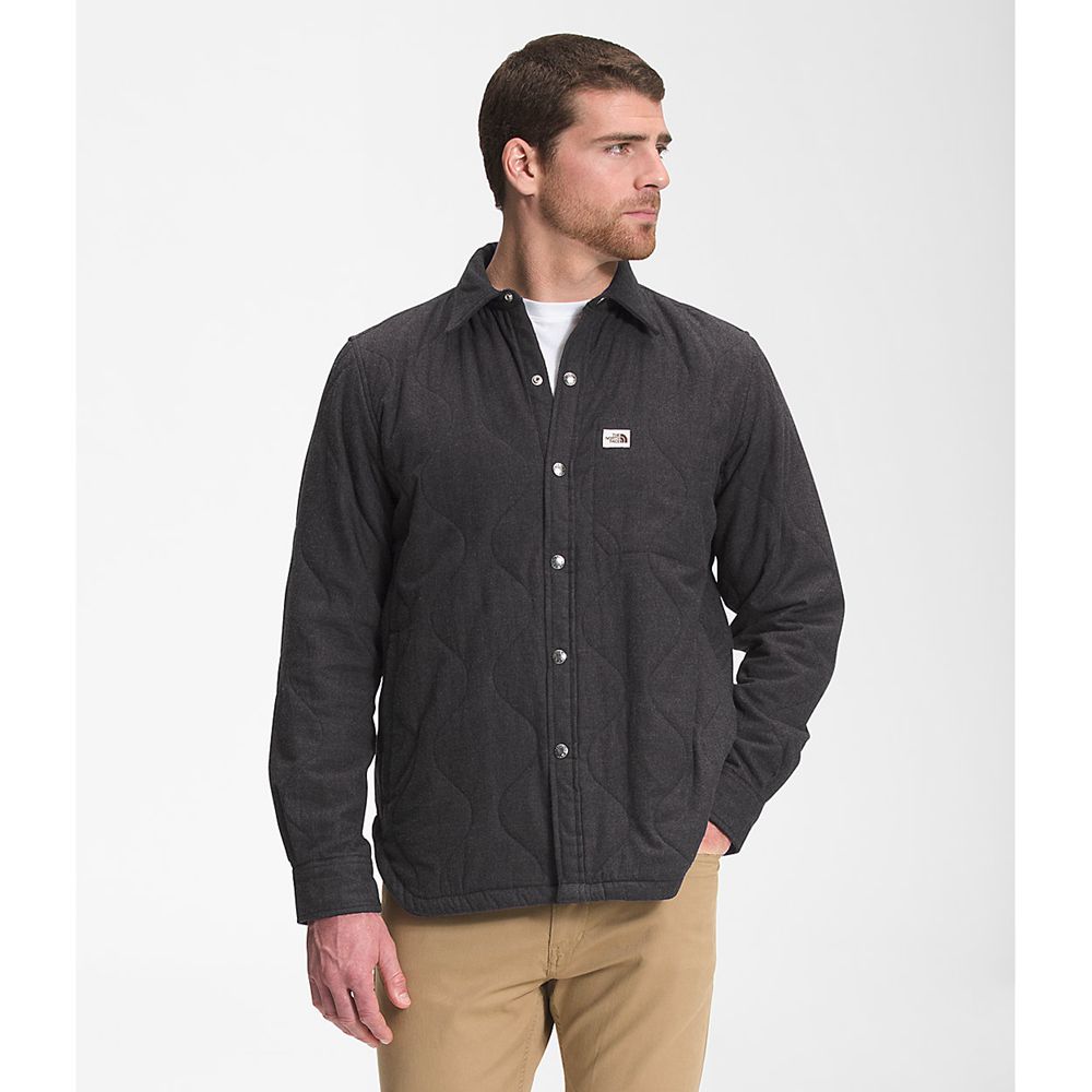 The North Face Overshirts Mens Australia - The North Face Quilted Black / Grey (VBP-259674)